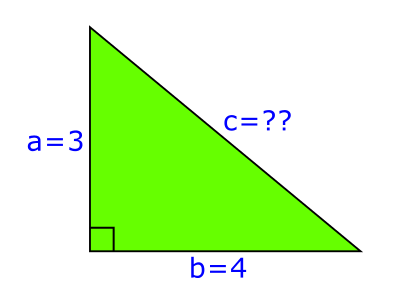 triángulo rectángulo de catetos 3 y 4